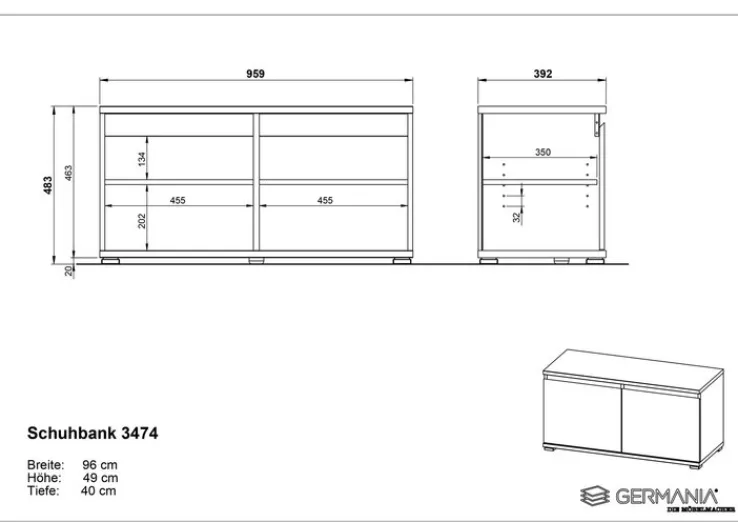 CASAVANTI Schuhbank ALMADA 96 x 52 cm anthrazit /Navara Eiche NB