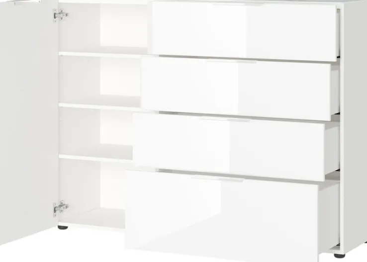 CASAVANTI Sideboard OAKLAND 134 x 102 cm Glas Weiß/Weiß