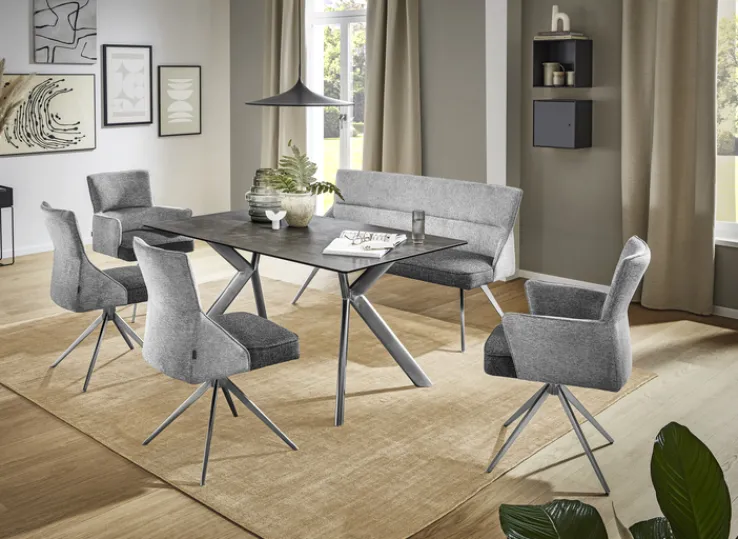 CASAVANTI Sitzbank TAIGA 160 cm Grau/Edelstahl gebürstet