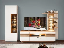CASAVANTI Wohnwand FRESNO 3-teilig weiß / braun