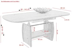 QUARTIER Couchtisch MICHAEL III 90-142 x 68 cm Buche Dekor