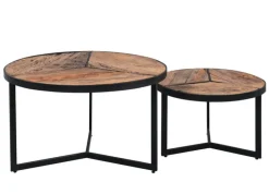 QUARTIER Couchtisch rund SINGAPUR 2er Set braunschwarz