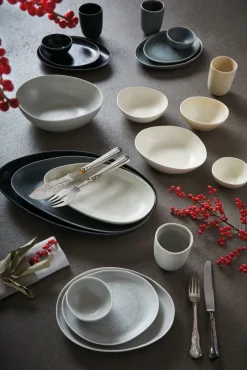 CreaTable Teller flach PIETRA Keramik graphitgrau