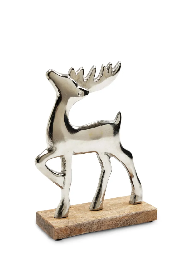 Dekofigur BLACK FORREST Mangoholz Aluminium Höhe 20 cm Braun/Silberfarbig