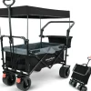 deluxe4home Bollerwagen mit Dach BEN 66 x 126 cm schwarz /grau