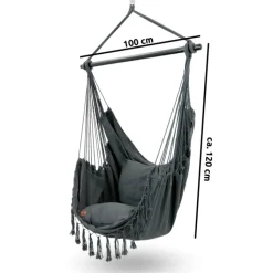 deluxe4home Hängesessel BOHO 4-teilig anthrazit