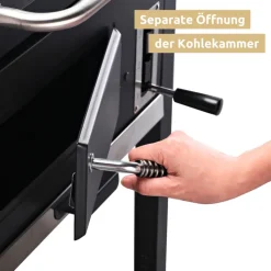 deluxe4home Holzkohlegrill GRILLWAGEN XXL 105 x 50 cm schwarz