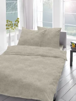 DORMISETTE Musselin-Bettwäsche 135 x 200 cm sandgrau