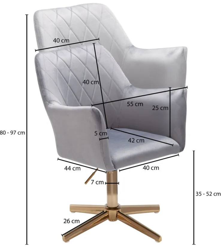 Drehstuhl 55 x 97 cm grau