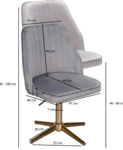 Drehstuhl 47 x 100 cm grau gold