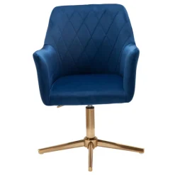 Drehstuhl inklusive Armlehne blau/ goldfarbig