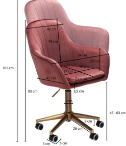 Drehstuhl inklusive Rollen rosa/ goldfarbig