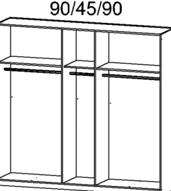 Drehtürenschrank CAMBRIDGE 2 226 x 210 x 54 cm Artisan Eiche/Champagner/Spiegel mittig