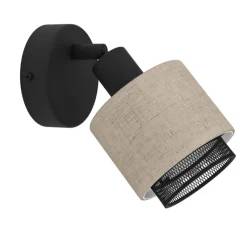 EGLO Retrofit Wandleuchte mit 1 Spot ROSLEY schwarz /naturfarbig