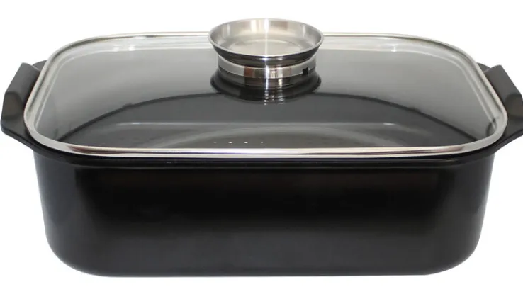 ELO mit Freude kochen! ELO Bräter mit Dünst- und Gareinsatz Aluguss schwarz