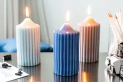 ENGELS KERZEN Rillenkerze 8/H15 cm schiefergrau