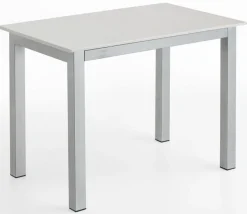 Esstisch 110 x 70 cm Glas weiß/Metall grau