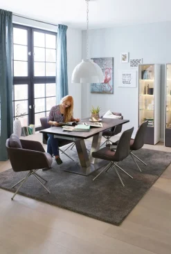 CASAVANTI Esstisch 160-240 x 90 cm Oxydo Darknight / Edelstahl