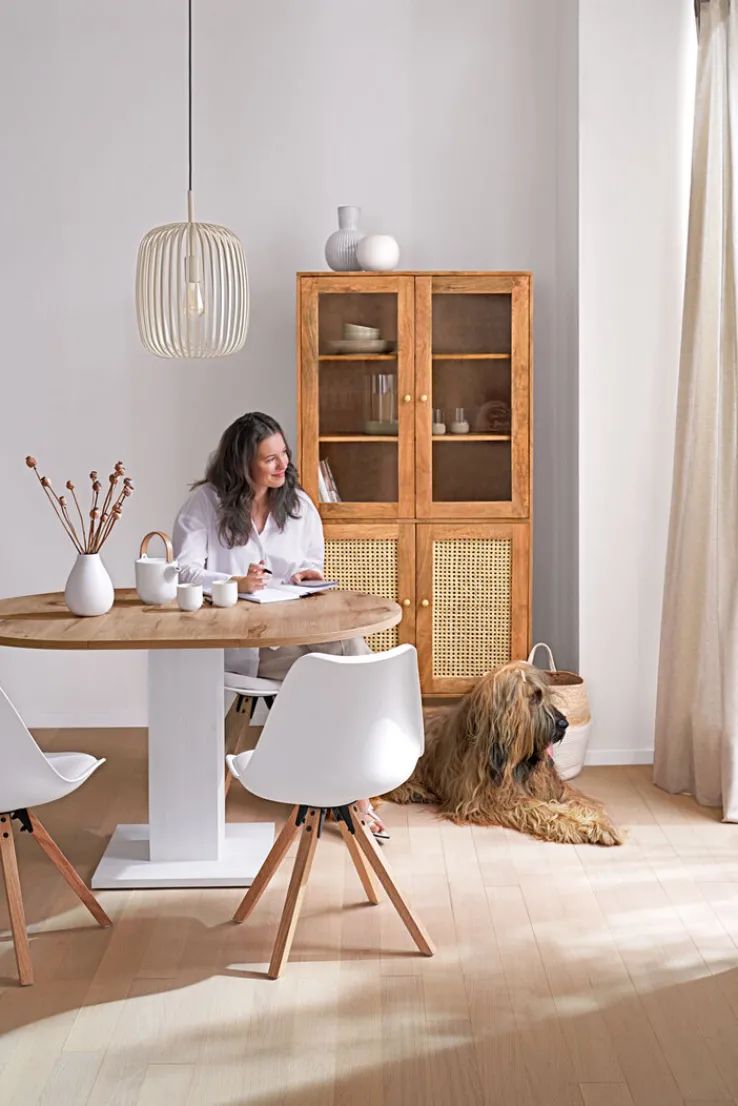 QUARTIER Esstisch TAPAS Ø 90-130 x 90 cm braun/weiß