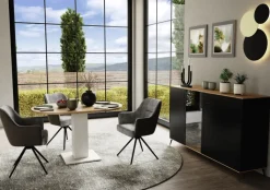 QUARTIER Esstisch TAPAS Ø 90-130 x 90 cm braun/weiß