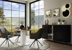 QUARTIER Esstisch TAPAS Ø 90-130 x 90 cm braun/weiß