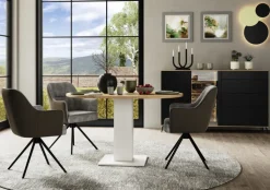QUARTIER Esstisch TAPAS Ø 90-130 x 90 cm braun/weiß