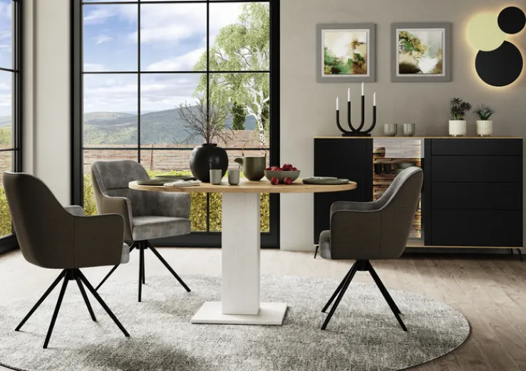QUARTIER Esstisch TAPAS Ø 90-130 x 90 cm braun/weiß