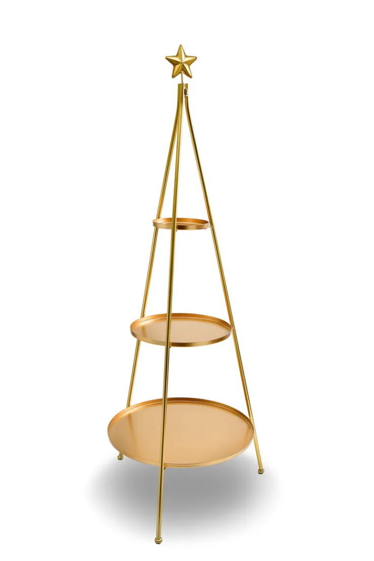 Etagere 3 Stöckig RED VELVET Metall Durchmesser 55 cm Höhe 141 cm Goldfarbig