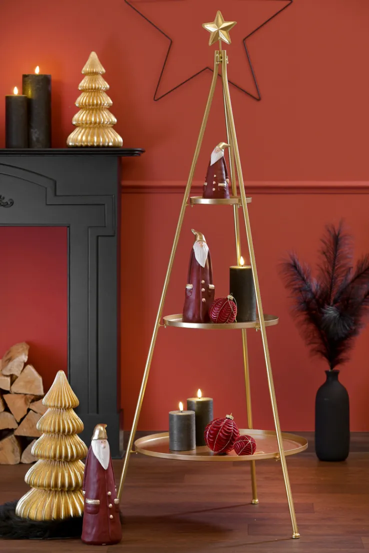 Etagere 3 Stöckig RED VELVET Metall Durchmesser 55 cm Höhe 141 cm Goldfarbig