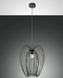 FABAS LUCE Retrofit Pendelleuchte CAMP 40 cm schwarz