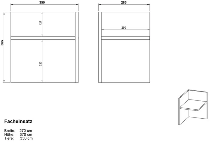 Facheinsätze PASADENA 3-teilig Graphit/ Weiß