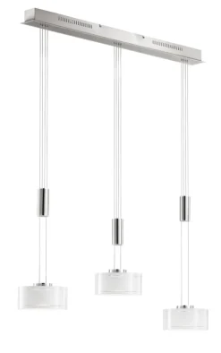 FISCHER & HONSEL LED Balkenpendel LAVIN nickelfarbig/opal