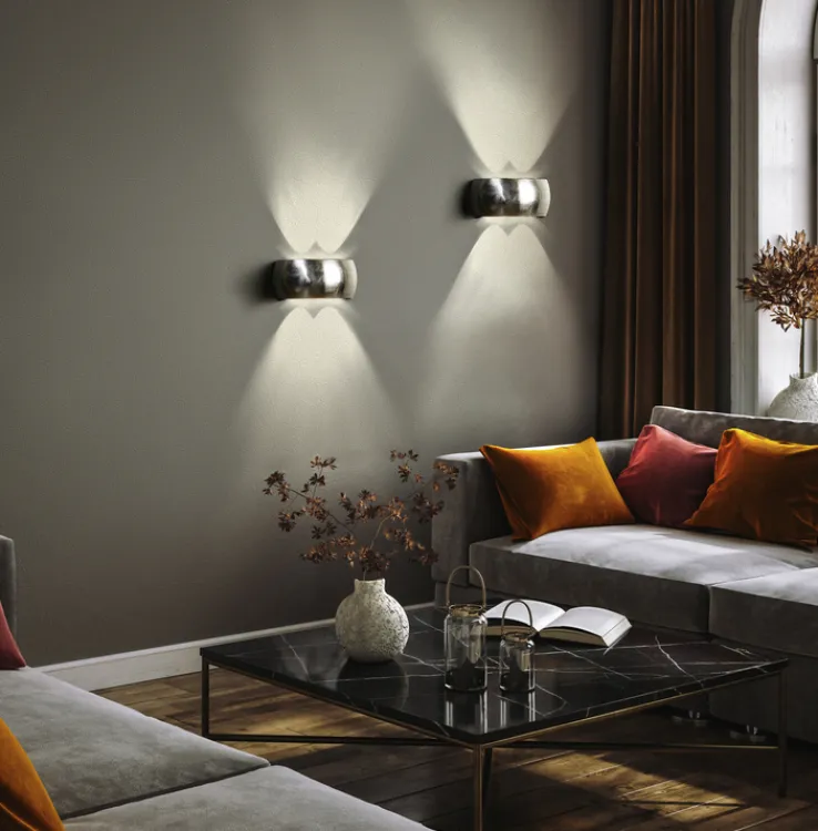 FISCHER & HONSEL LED Wandleuchte ALBI, Metall, rund, 20 x 10 cm, Alu-/Nickelfarbig