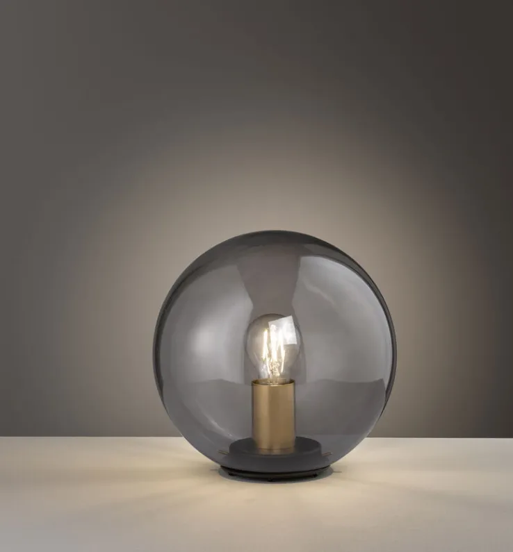 FISCHER & HONSEL Retrofit Tischlampe DINI 25 cm Rauchglas