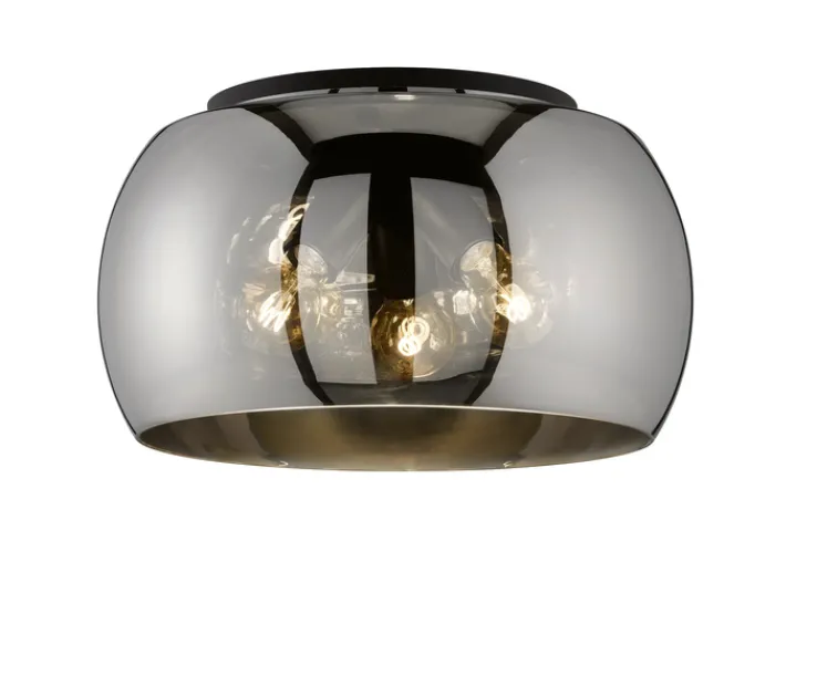 FISCHER & HONSEL Retrofit Deckenlampe DIMA 40 cm sandschwarz /rauchfarbig