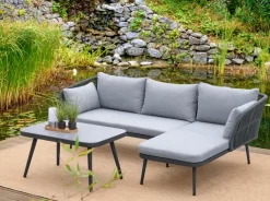 Garden FLAIR Living Gartenlounge LIBRA 3-teilig anthrazit /hellgrau