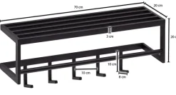 Garderobe 70 x 20 cm Metall schwarz