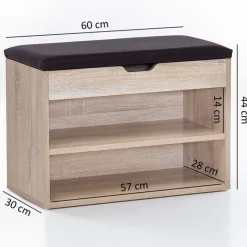 Garderobenbank 60 x 44 cm grau/braun