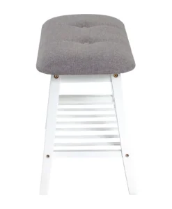 Garderobenbank 60 x 44 cm Weiß/ Grau