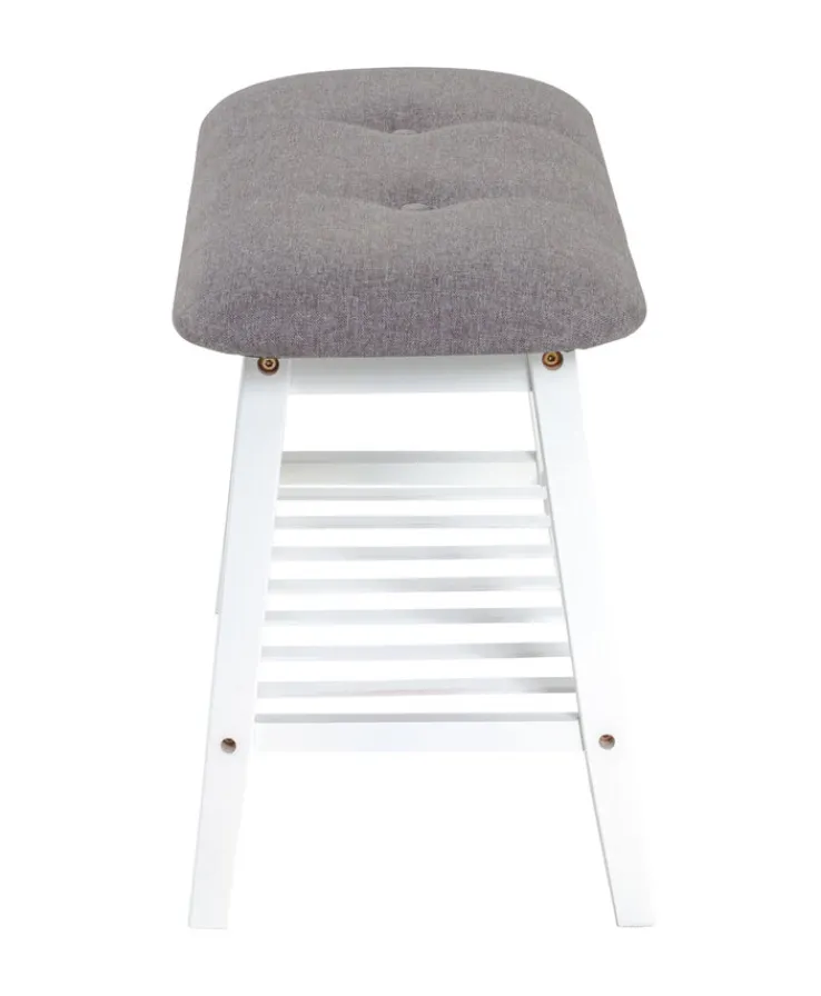 Garderobenbank 60 x 44 cm Weiß/ Grau