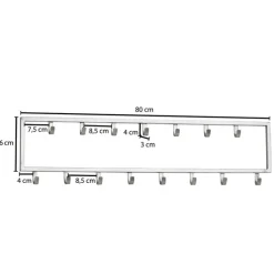 Garderobenleiste 80 x 20 cm Silberfarbig