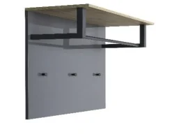 Garderobenpaneel GALAVERNA 82 x 68 cm grau Hochglanz/Artisan-Eiche-Dekor