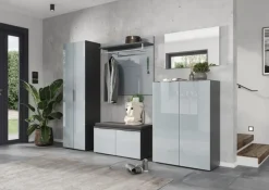 Garderobenpaneel LEVIN 97 x 96 cm Glasfront Silbergrau/Graphit