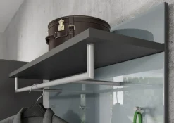 Garderobenpaneel LEVIN 97 x 96 cm Glasfront Silbergrau/Graphit