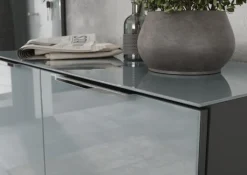 Garderobenpaneel LEVIN 97 x 96 cm Glasfront Silbergrau/Graphit