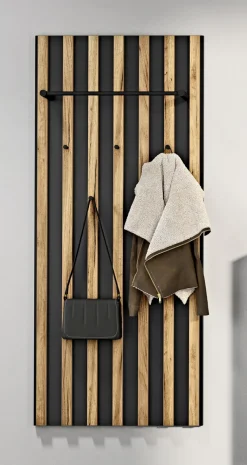 Garderobenpaneel Renell 64 x 148 cm Graphit/Navarra-Eiche-Dekor