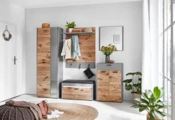 Garderobenpaneel SERATA 85 x 112 cm hellgrau/Nox Oak Dekor