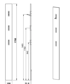 Garderobenpaneel SOLINO 15 x 170 cm Steingrau /Schwarz