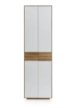 Garderobenschrank 60 x 200 cm Eiche massiv/Glas satinato