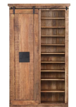 Garderobenschrank BARNEY 110 x 186 cm Mango massiv sägerau, gebeizt, lackiert/schwarz
